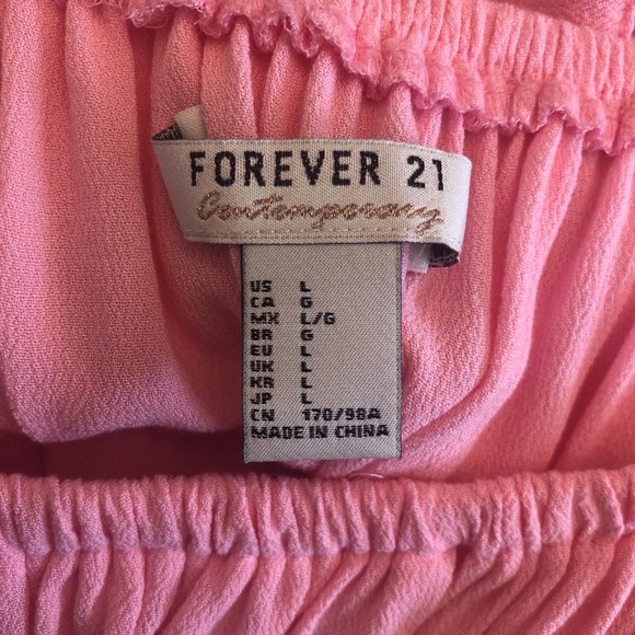 Forever 21 Short Sleeve Cropped Blouse in Pink Size L - Picture 7 of 9